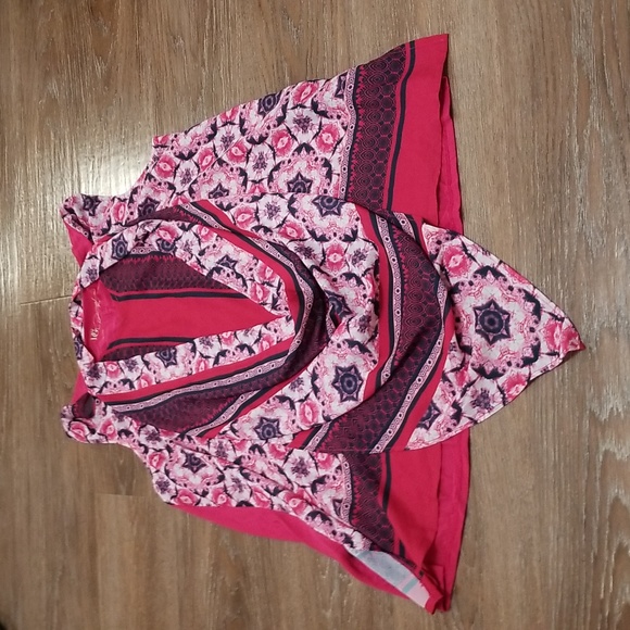 (L) DG2 by Diane Gilman Floral Print Flowy Top Built in Scarf Occasion Office - Picture 1 of 8